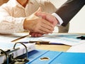 Business partnership success. Shaking hands. Close up of handshake of two businessmen Royalty Free Stock Photo