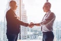 Business partnership successful meeting concept. Image businessman handshake.