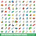 100 business payment icons set, isometric 3d style Royalty Free Stock Photo