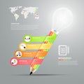 Business pencil lightbulb Infographics step option.