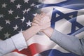 Business people with America and Israel flag