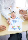 Business People Analyzing Financial Results on Graphs around the Table in Modern Office. Team Work Concept Royalty Free Stock Photo