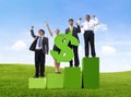 Business People Arms Raised with Dollar Sign Royalty Free Stock Photo