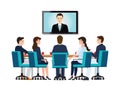 Business people attending videoconference meeting. Royalty Free Stock Photo