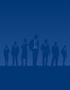 Business people blue background