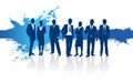 Business people blue splash background