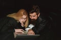 Business people. Business men and women in suit are discussing work. Boss and secretary. Couple of young coworkers Royalty Free Stock Photo