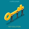Business people carry golden key. Solution concept. Royalty Free Stock Photo