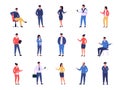 Business people. Cartoon characters standing in relaxed poses wearing costumes, office workers and business employees