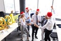 Business people are celebrating holiday in modern office drinking champagne and having fun in coworking Royalty Free Stock Photo