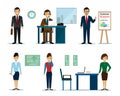 Business people characters: businessmen and businesswomen in the office. Flat style.