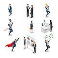 Business people characters work flat isometric vec