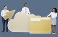 Business people and cloud computing icons Royalty Free Stock Photo