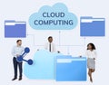 Business people and cloud computing icons Royalty Free Stock Photo