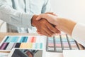 Business people colleagues shaking hands during a meeting to sign agreement for New Partner Planning Strategy Analysis Concept Royalty Free Stock Photo