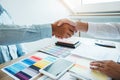 Business people colleagues shaking hands during a meeting to sign agreement for New Partner Planning Strategy Analysis Concept Royalty Free Stock Photo