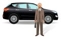 Business people concept. Indian businessman standing on a luxury car background.