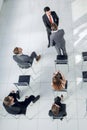 Business people at a conference, top view Royalty Free Stock Photo