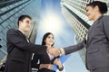 Business people congratulating for the new partnership Royalty Free Stock Photo
