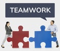 Business people connecting jigsaw puzzle pieces Royalty Free Stock Photo
