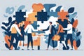 Business People Connecting Puzzle Elements For Business Teamwork Concept Created with Generative AI Technology Royalty Free Stock Photo