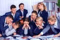 Business people in crisis into office. Royalty Free Stock Photo