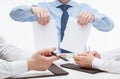 Business people cruelly tearing documents Royalty Free Stock Photo