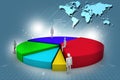 Business people and 3d pie chart Royalty Free Stock Photo