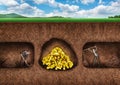 Business people dig a tunnel to treasure