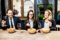 Business people during the dinner in the restaurant Royalty Free Stock Photo