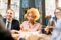 Business people during the dinner in the restaurant Royalty Free Stock Photo