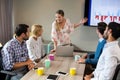 Business people discussing over graph during a meeting Royalty Free Stock Photo