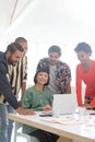 Business people discussing over laptop in the conference room Royalty Free Stock Photo