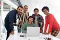 Business people discussing over laptop in the conference room at office Royalty Free Stock Photo