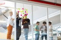 Business people discussing over sticky notes in the office Royalty Free Stock Photo