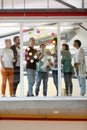 Business people discussing over sticky notes in the office Royalty Free Stock Photo