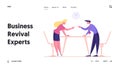 Business People Dispute, Disagreement, Challenge Leadership Landing Page Template. Business Woman and Man