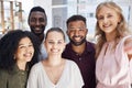 Business people, diversity and corporate friends in selfie, happy in portrait with team, solidarity and motivation Royalty Free Stock Photo