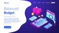 Budget planning isometric 3D landing page.