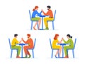 Business People Engaged In An Arm-wrestling Match, Displaying Strength, Competition or Determination Vector Illustration