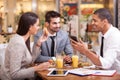Business people enjoy in lunch at restaurant Royalty Free Stock Photo