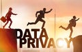 Business people escaping responsibility for data privacy Royalty Free Stock Photo