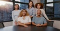 Business people, face and smile of corporate team, about us or organization relaxing at office together. Group portrait Royalty Free Stock Photo