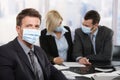 Business people fearing h1n1 virus Royalty Free Stock Photo