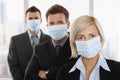 Business people fearing h1n1 virus