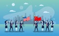 Business people with flags China and united states of america