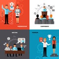 Business People 4 Flat Icons Composition Royalty Free Stock Photo