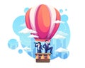 Business people flying in hot air balloons looking for new candidate employees. Hiring and recruitment concept vector illustration Royalty Free Stock Photo