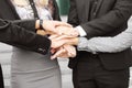 Business people folding their hands together.concept of teamwork Royalty Free Stock Photo