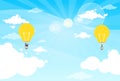 Business People Group Fly Air Balloon Light Bulb